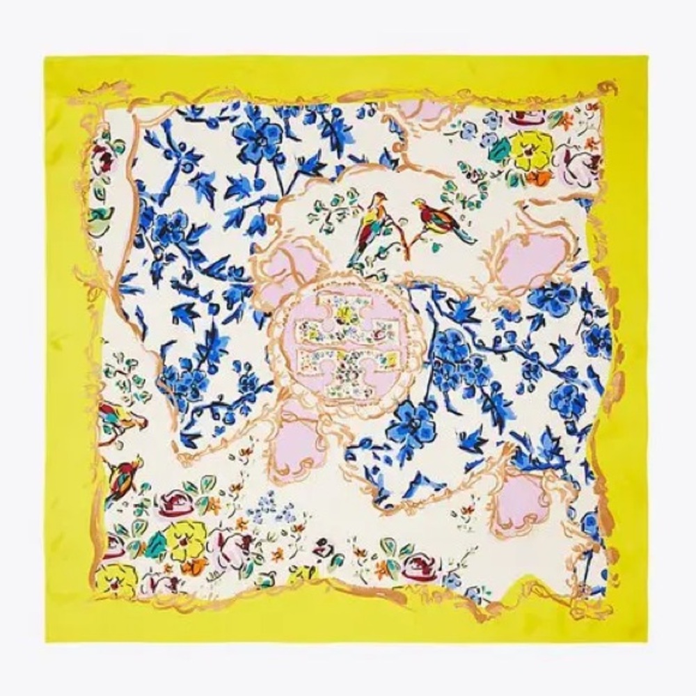 Tory Burch Floral Silk Scarf - Picture 1 of 7
